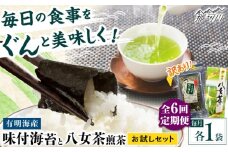 【全6回定期便】わけあり味付海苔20gと八女茶煎茶セット100g ＜木村食品＞ 那珂川市 [GFW076]