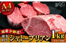 【9月～寄付額変更！】【希少部位！】博多和牛 シャトーブリアン ブロック 1kg ＜肉のくまもと屋＞那珂川市 [GBI077]