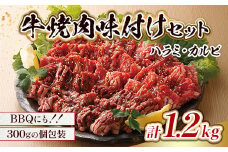 牛肉 味付け牛 焼肉 セット 計1.2kg [小林食品 福岡県 宇美町 um40azo890002] ハラミ カルビ 焼き肉 肉