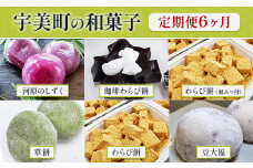和菓子 6回 定期便 河原のしずく 珈琲わらび餅 わらび餅 黒みつ付 草餅 わらび餅 豆大福 [アイライズ工房 福岡県 宇美町 um40azo730008] よもぎ 餅 草もち くさもち わらびもち 大福 コーヒー 珈琲 黒蜜 黒みつ