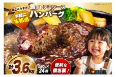 ハンバーグ 温めるだけ 大容量 24個 計3.6kg 極上焦がしデミソース [大黒物産 福岡県 宇美町 um40bak830003] レンジ 湯煎 レトルト 冷凍 小分け 大容量 ハンバーグ 肉 簡単調理 特製 ふるさと納税 10000