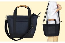ワックス ショルダートートバッグ 帆布 本革持手 2way ブラック WZ003-1