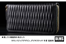 ダイヤステッチ ラウンドジップ ロングウォレット 本革長財布 WZ015