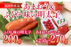あまおう 1パック ＆ ふくや味の明太子 200g 明太子 惣菜 あまおう イチゴ いちご スイーツ 果物 フルーツ 送料無料【11月下旬発送開始予定】