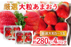 【2026年発送先行予約】厳選大粒あまおう(約280g x 4パック) お取り寄せグルメ お取り寄せ 福岡 お土産 九州 福岡土産 取り寄せ グルメ 福岡県