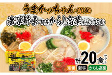 食べ比べ セット うまかっちゃん 豚骨ラーメン 10食 からし高菜風味5食 濃厚新味5食 計20食セット 博多ラーメン 博多らーめん とんこつラーメン ラーメン 豚骨 麺 福岡県 福岡 九州 グルメ お取り寄せ 詰め合わせ 食べくらべ