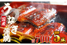 《 国産 》 ふっくら 肉厚 うなぎ蒲焼 5尾 700g SF065-1