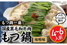 B289.【もつ鍋一藤】国産黒毛和牛肉のもつ鍋味噌味（４～６人前）【もつ鍋・味噌味】