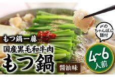 B290.【もつ鍋一藤】国産黒毛和牛肉のもつ鍋醤油味（４～６人前）【もつ鍋・醤油味】