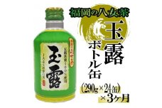 CF023.【全3回定期便】福岡の八女茶.玉露ボトル缶（290g×24缶）【八女茶】