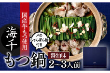 AF048.【海千】もつ鍋2～3人前セット（醤油味）