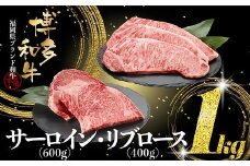 D390.博多和牛サーロイン＆リブロースセット（計1キロ）【博多和牛】