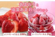 B384.あまおう約1,080gと冷凍あまおう約2kgのセット【あまおう】