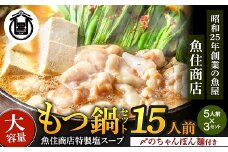 AE225.魚住商店贅沢塩もつ鍋セット15人前・〆のチャンポン麺付き