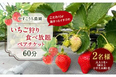 いちご狩り 食べ放題ペアチケット60分(大人1名+3歳以上小学生未満1名) イチゴ狩り 福岡県 やすこうち農園 久山町 体験チケット