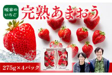 暖家のいちご 完熟あまおう 275g×4パック【2月上旬以降順次発送】　AB003