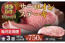 【毎月定期便】【A4～A5】博多和牛サーロインステーキ　250g[250g×1枚]全3回　AO058