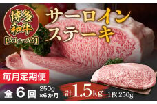 【毎月定期便】【A4～A5】博多和牛サーロインステーキ　250g[250g×1枚]全6回　AO059