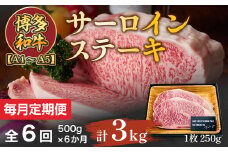 【毎月定期便】【A4～A5】博多和牛サーロインステーキセット　1kg 全6回　AO078