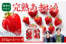 暖家のいちご 完熟あまおう 275g×2パック【2月上旬以降順次発送】AB005