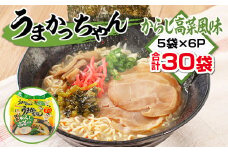うまかっちゃん　からし高菜風味　合計30袋（5袋×6P）ラーメン　とんこつラーメン　とんこつ　袋ラーメン  BA011