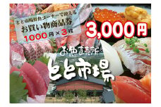 とと市場鮮魚コーナーで使えるお買い物券(3,000円分・1000円券×3枚)) 福岡県 芦屋町 市場 お買物券 チケット 商品券 利用券 地域のお買物券【とと市場】as14-001
