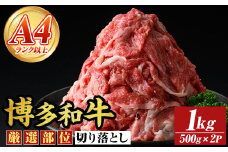 【A4～A5】博多和牛切り落とし(計1kg・500g×2P) 国産 九州産 福岡県産 牛肉 和牛 黒毛和牛 お肉【MEAT PLUS】as08-060