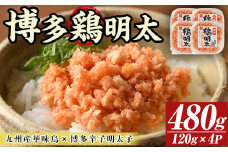 博多 鶏明太4個セット(計480g・120g×4P) 華味鳥 めんたい 明太子 めんたいこ お酒のお供【MEAT PLUS】as08-006