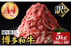 ＜訳アリ＞【A4～A5】博多和牛切り落とし(計5kg・500g×10P)国産 九州産 福岡県産 牛肉 和牛 黒毛和牛 お肉【MEAT PLUS】as08-042