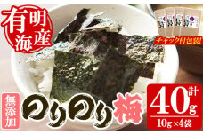 ＜福岡県産有明のり＞梅味の味付け海苔(10g×4袋) 有明のり のり おにぎり 常温 常温保存【朝ごはん本舗】as05-022