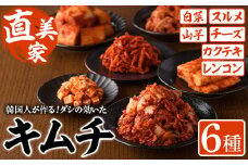 キムチ詰め合わせ(6種) キムチ 白菜 チーズ カクテキ するめ スルメ やまいも 山芋 れんこん レンコン 蓮根 手作り ヤンニョム 漬物 つけもの 漬け物 ご飯のお供 ごはんのお供 おつまみ 晩酌 おかず 加工品 冷蔵【直美家】as27-001