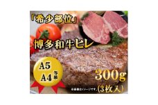＜1頭から3%しか取れない希少部位＞博多和牛ヒレステーキ　300g(3枚入)A5A4等級使用【1267137】