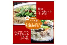 博多の人気2大鍋のセット「和風醤油もつ鍋」と「博多水炊き(切り身)」各2～3人前(水巻町)【1445317】