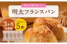 【3ヶ月定期便】 明太子屋がこだわった明太フランス 5本セット×3回 計15本 明太フランス めんたいフランス パン フランスパン めんたいこ 明太子 冷凍