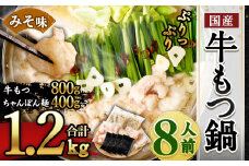 【2025年11月発送】国産 牛もつ鍋 8人前 ちゃんぽん 濃縮スープ付（みそ味）