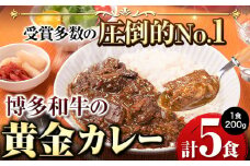 博多和牛の黄金カレー 200g×5食 清柳食産《30日以内に出荷予定(土日祝除く)》九州産 牛 カレー 黄金カレー 博多和牛 送料無料 冷凍 鞍手郡 小竹町