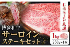 博多和牛サーロインステーキセット 1kg 250g×4枚 株式会社MEAT PLUS《30日以内に出荷予定(土日祝除く)》福岡県 鞍手郡 小竹町 博多和牛 和牛 牛肉 サーロイン ステーキ サーロインステーキ