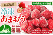 福岡県産 冷凍あまおう 小分けパック 1kg(250g×4袋) 株式会社木村食品《30日以内に出荷予定(土日祝除く)》福岡県 小竹町 冷凍あまおう いちご 冷凍フルーツ 果物 送料無料