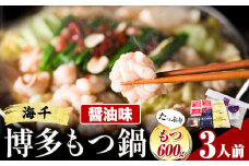 もつ鍋 博多もつ鍋 3人前 もつ600g 醤油味 株式会社海千《90日以内に出荷予定(土日祝除く)》 福岡県 鞍手町 もつ鍋 もつ もつ鍋セット 鍋パーティー パーティー 送料無料