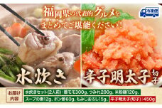 水炊き ＆ 辛子明太子(切子)セット 株式会社マル五《30日以内に出荷予定(土日祝除く)》福岡県 鞍手郡 鞍手町 送料無料 冷凍便 冷凍 ご当地グルメ お取り寄せ 水たき 鍋 辛子 めんたいこ 明太子 切れ子 ご当地セット