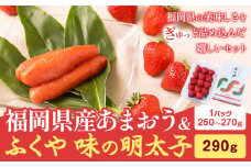 福岡県産あまおう & ふくや味の明太子 290g 南国フルーツ株式会社《12月上旬-3月末頃出荷》福岡県 鞍手町 あまおう いちご めんたいこ 明太子 セット 送料無料