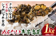 めんたい辛子高菜 計1kg (200g×5p)《30日以内に出荷予定(土日祝除く)》 福岡県 鞍手町 送料無料 辛子 明太子 めんたいこ 高菜 おかず ご飯のお供 大容量