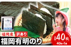 海苔 訳あり 福岡有明のり 簡易包装 福岡産 有明海 全型40枚 送料無料 パリパリ！《45日以内に順次出荷(土日祝除く)》