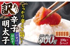 【 訳あり 】大満足！ 辛子明太子 小切500g（100g×5p） ▼ わけあり ワケアリ 訳あり明太子 ご自宅用 家庭用 博多 不揃い 小分け 個包装 便利 桂川町/株式会社 MEAT PLUS[ADAQ077]