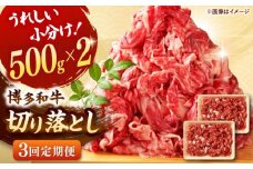 【全3回定期便】【たっぷり大容量！】博多和牛 切り落とし 1000g(500ｇ×2Ｐ） ▼ 牛肉 肉 にく 返礼品 美味しい お肉 家族 口コミ 食材 博多 本場 福岡 国産牛 特産品 大好評 冷凍 定期便 桂川町/株式会社 MEAT PLUS [ADAQ014]