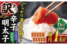 【全6回定期便】【訳あり】辛子明太子 小切1kg（100g×10p）▼ 訳あり 訳アリ ワケアリ わけあり 理由あり 大容量 不揃い 規格外 めんたいこ 明太子 たらこ タラコ お土産 お返し ギフト 海鮮 魚介類 丼 ピリ辛 旨辛 うま辛 冷凍 定期便  桂川町/株式会社 MEAT PLUS [ADAQ061]