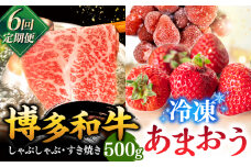 【全6回定期便】【訳あり】博多和牛 しゃぶすき ＆ あまおう セット 1.3kg ▼ 訳あり 訳アリ ワケアリ わけあり 理由あり 大容量 不揃い 規格外 牛肉 肉 にく 返礼品 お肉 家族 口コミ 食材 果物 果実 福岡 あまおう 福岡 博多 いちご イチゴ 苺 高級 定期便 桂川町/株式会社 MEAT PLUS [ADAQ064]