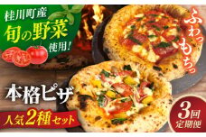 【全3回定期便】【合鴨家族の小麦と桂川町の野菜使用】ピザ 2枚セット（マルゲリータ・季節の野菜ピザ） ▼ピザ 冷凍 ピザ窯 ぴざ PIZZA パーティー ピッツァ 人気 本格 石窯 クリスマス　桂川町/PIZZERIA TUTTI [ADBH015]