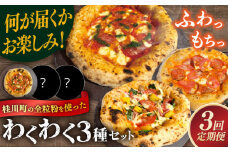 【全3回定期便】【合鴨家族の小麦使用】ピザ わくわく3枚セット(マルゲリータ・お任せ2枚） ▼ピザ 冷凍 ピザ窯 ぴざ PIZZA パーティー ピッツァ 人気 本格 石窯 クリスマス　桂川町/PIZZERIA TUTTI [ADBH018]