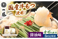 【全6回定期便】【もつ鍋一藤】 国産黒毛和牛のもつ鍋醤油味 4〜6人前 ▼一藤 鍋セット 鍋 もつ鍋 国産 桂川町/Smallcompany株式会社 [ADBX017]